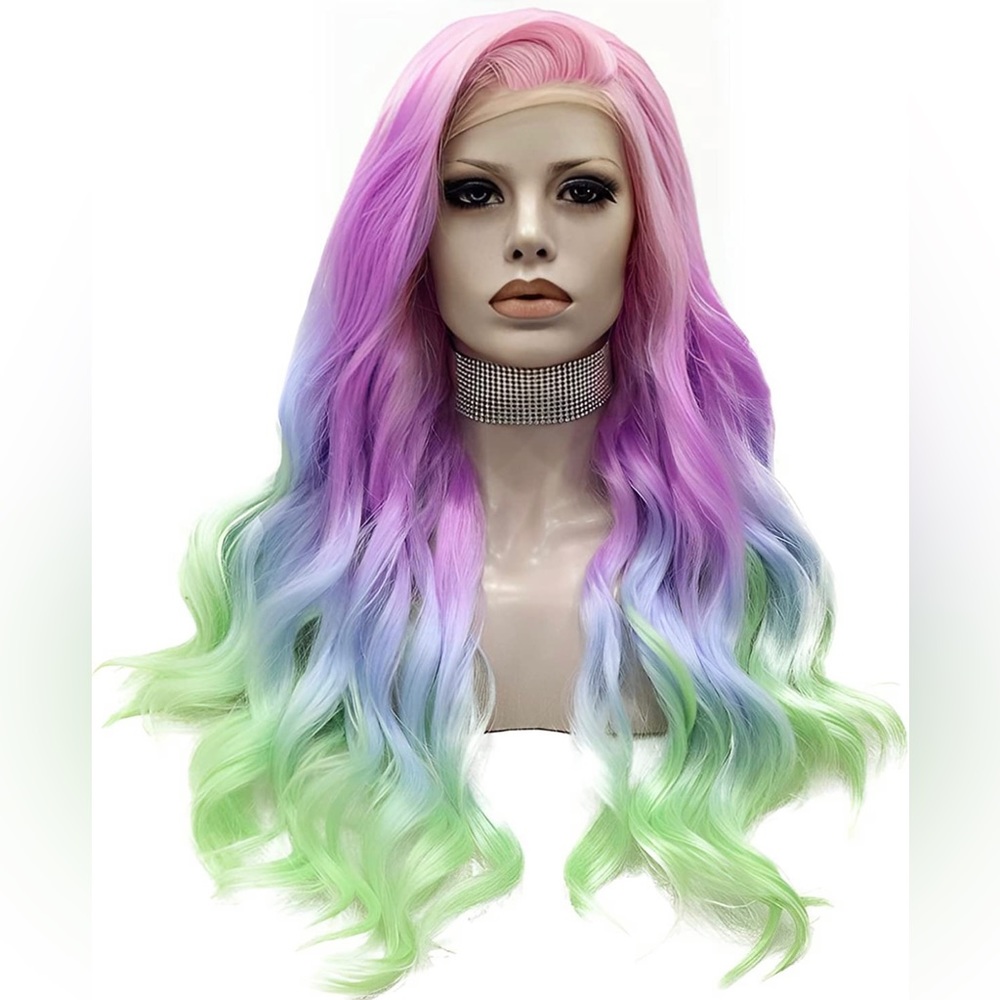 - 💜 24”  RAINBOW 🌈 UNICORN 🦄 BODY WAVY LACE FRONT WIG *NEW*